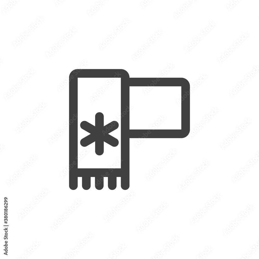 Winter scarf line icon. linear style sign for mobile concept and web design. Scarf with snowflake outline vector icon. Symbol, logo illustration. Vector graphics Winter scarf line icon. linear style sign for mobile concept and web design. Scarf with snowflake outline vector icon. Symbol, logo illustration. Vector graphics