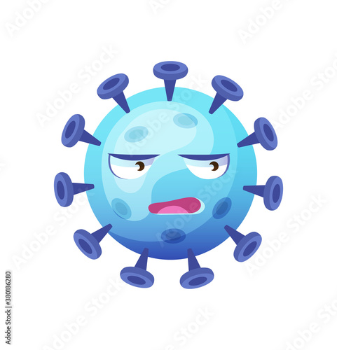 Microorganism, virus cell coronavirus with funny smiley faces. Virus emoticon, monsters smiling pathogen virus coronavirus cartoon characters