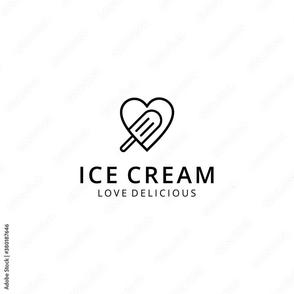 Illustration ice cream food drink cold with heart sign logo design template