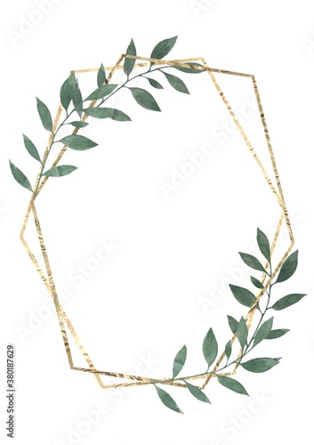 laurel on gold wreath isolated on white background
Рамка из эвкалипта photo