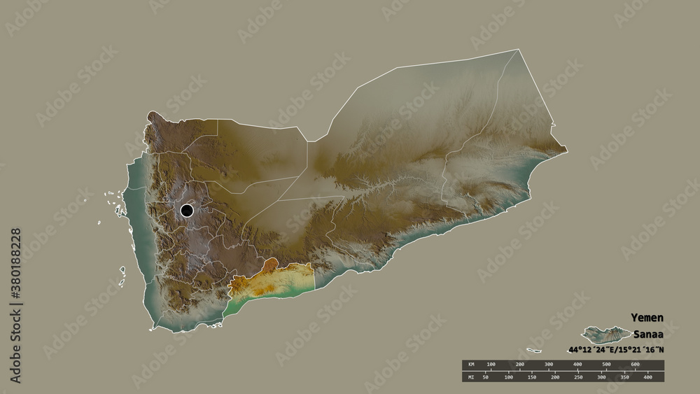 Location of Abyan, governorate of Yemen,. Relief