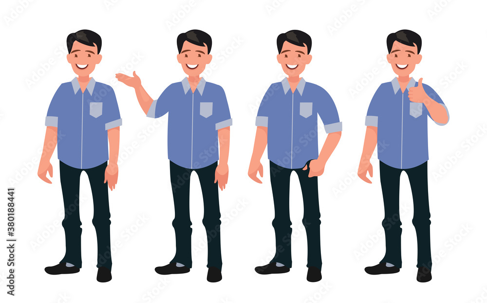 Set of characters a handsome man in casual clothes in different poses. Set of characters a handsome man in casual clothes in different poses.