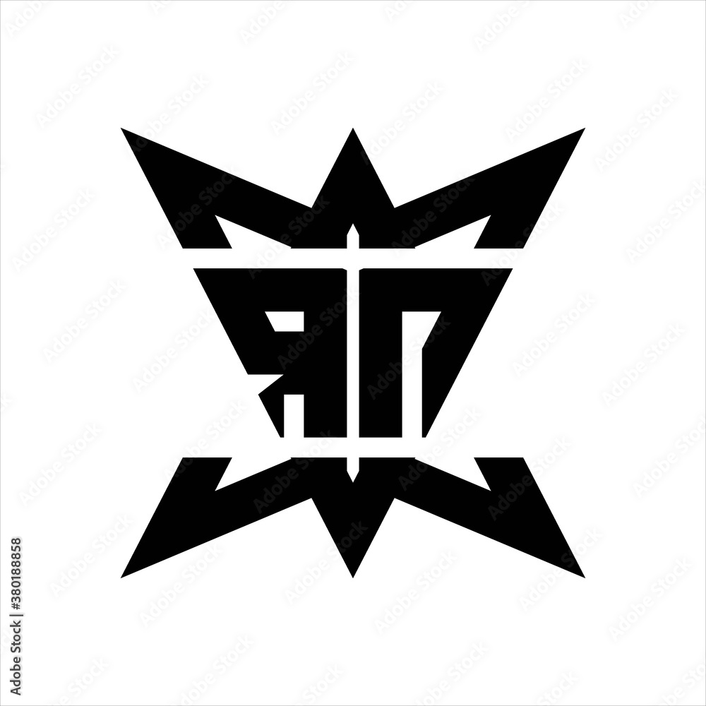 RN Logo monogram with crown up down side design template RN Logo monogram with crown up down side design template