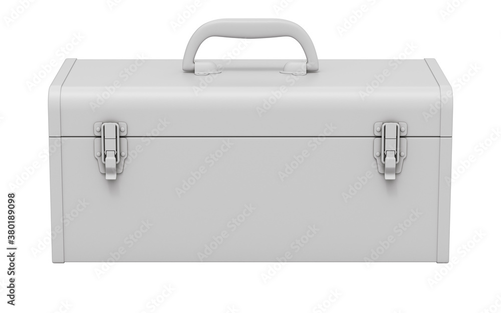 Clay render of retro toolbox isolated on white background - 3D illustration Clay render of retro toolbox isolated on white background - 3D illustration