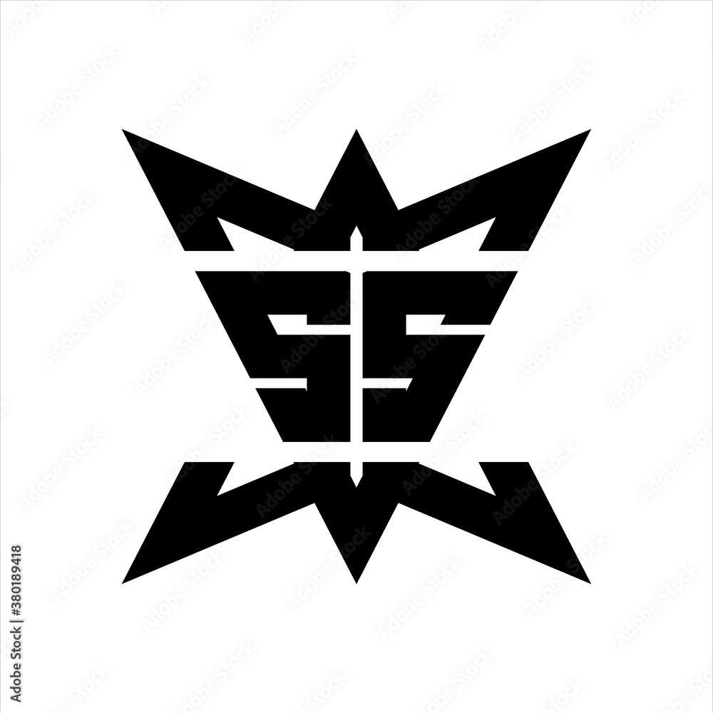 SS Logo monogram with crown up down side design template SS Logo monogram with crown up down side design template