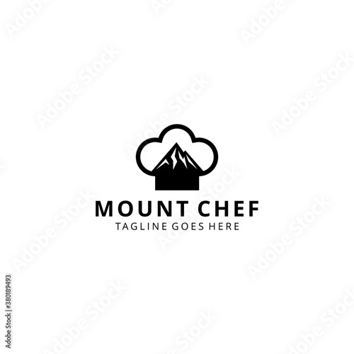 Illustration abstract modern chef hat with mountain logo design template