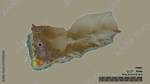 Location of Ta`izz, governorate of Yemen,. Relief photo