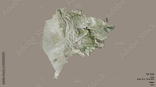 Ta`izz - Yemen. Bounding box. Satellite photo