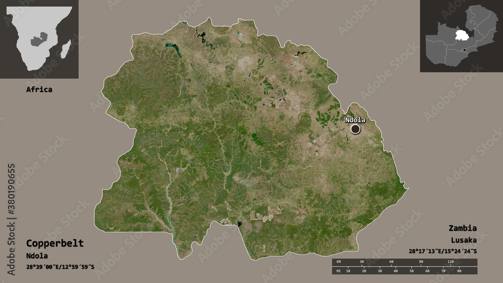 Copperbelt, province of Zambia,. Previews. Satellite