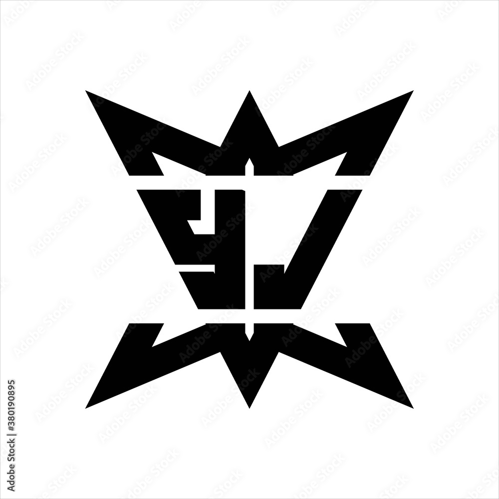 YJ Logo monogram with crown up down side design template YJ Logo monogram with crown up down side design template