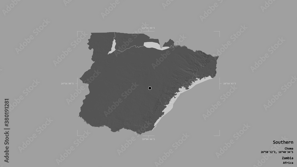 Obraz premium Southern - Zambia. Bounding box. Bilevel