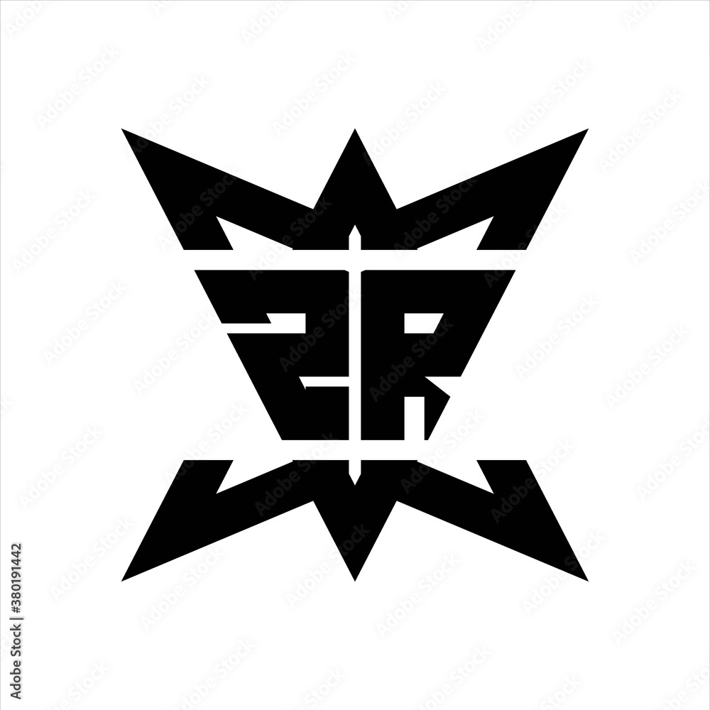ZR Logo monogram with crown up down side design template ZR Logo monogram with crown up down side design template