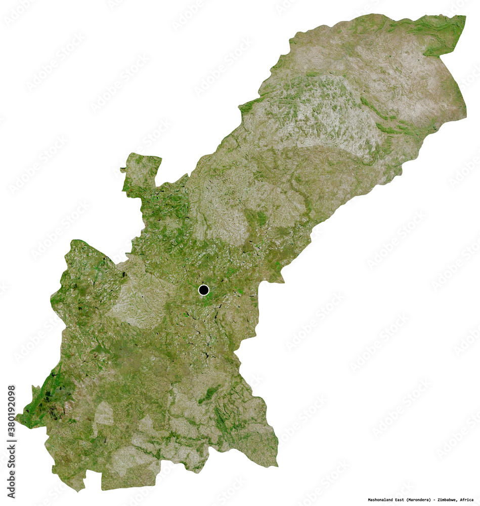 Mashonaland East, province of Zimbabwe, on white. Satellite Mashonaland East, province of Zimbabwe, on white. Satellite