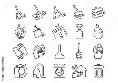 Set of cleaning tools icons