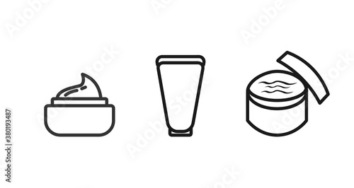 cosmetic cream design element line icon set