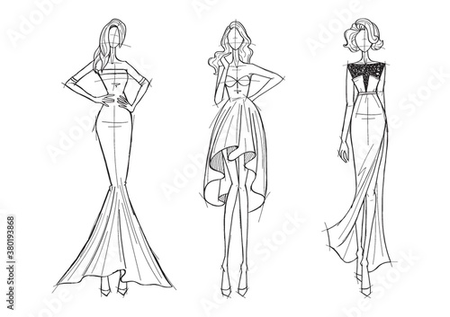Collection of fashion model sketches