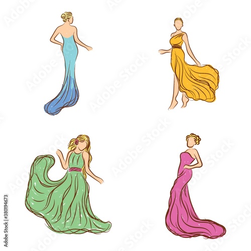 Collection of fashion model sketches