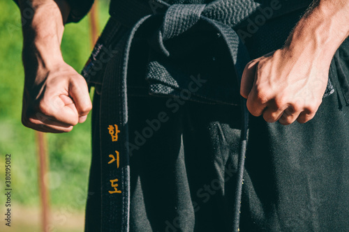 Hands of martial arts master during training photo