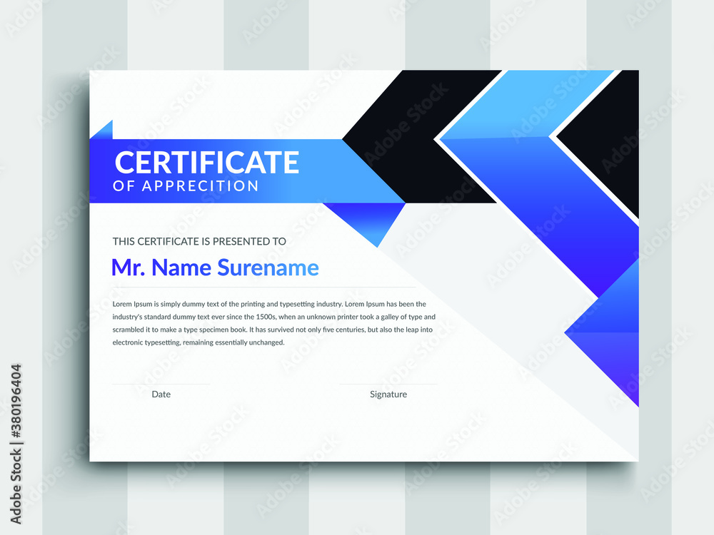 modern certificate template with blue certificate design, certificate template awards diploma background vector, creative Professional Certificate Template modern certificate template with blue certificate design, certificate template awards diploma background vector, creative Professional Certificate Template