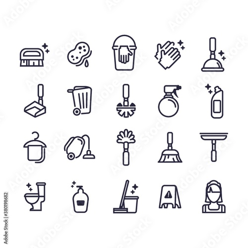 set of cleaning icons