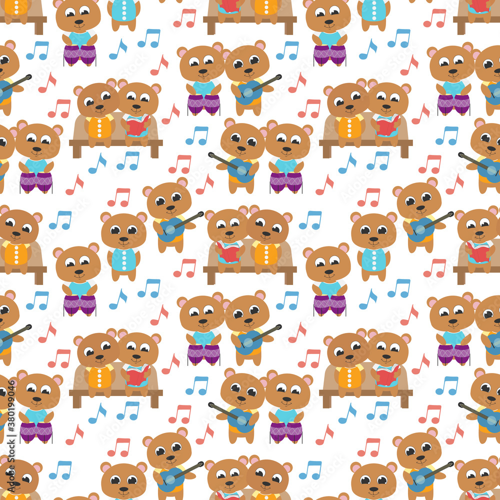 seamless pattern design with cute animal cartoon ornament, copy space seamless pattern design with cute animal cartoon ornament, copy space