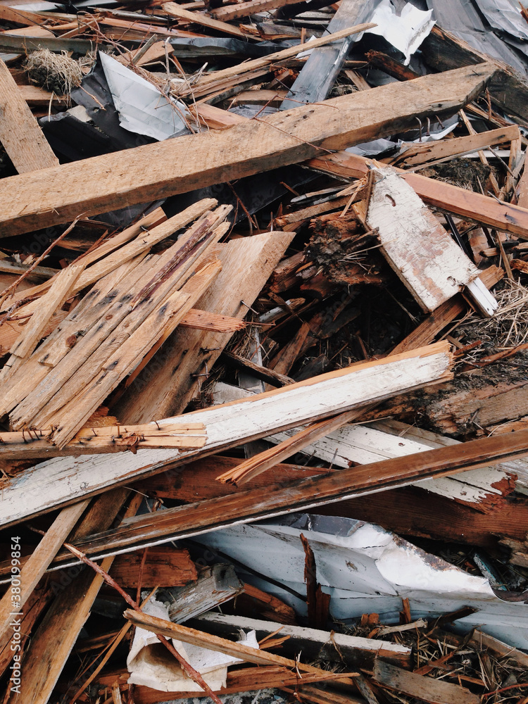 Wood and debris pile from destroyed home Wood and debris pile from destroyed home