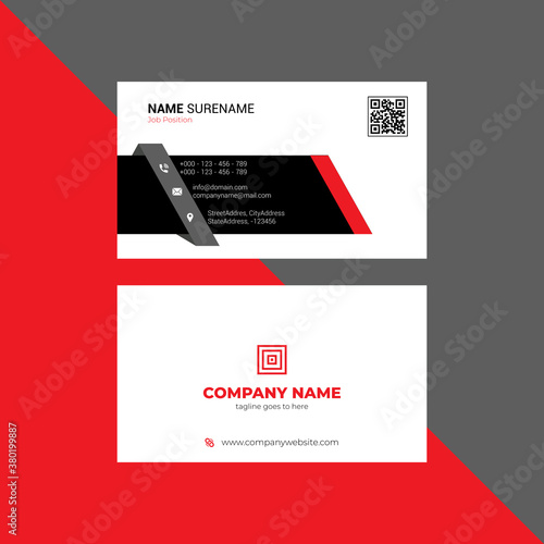 Corporate Business Card with QR code red and black colours