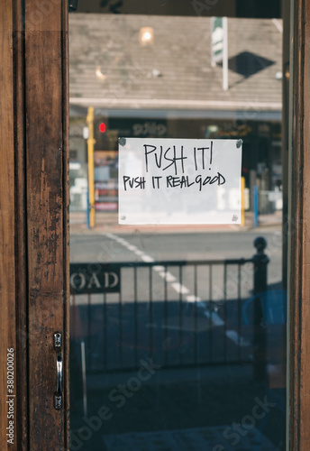 funny push sign on door