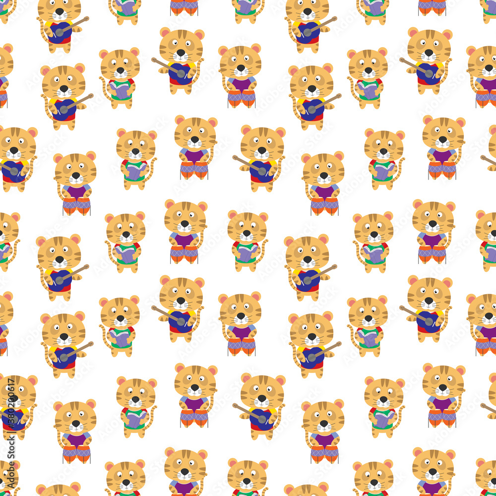 seamless pattern design with cute animal cartoon ornament, copy space seamless pattern design with cute animal cartoon ornament, copy space