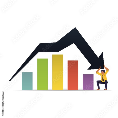 Businessman with bar graph concept © captainvector