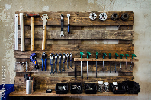 Rack of Bicycle Tools photo