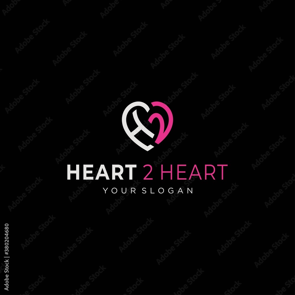 a simple and romantic heart 2 love logo design 3