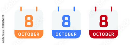 8 October calendar vector design