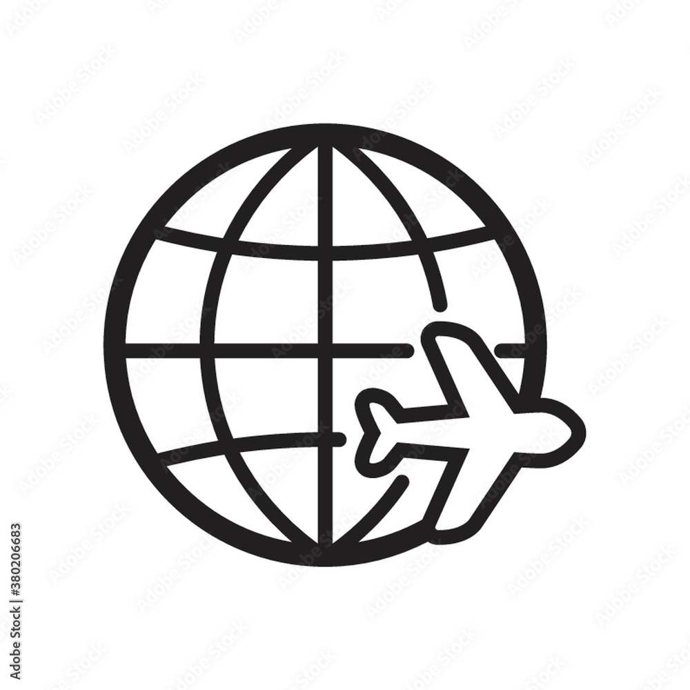 globe with traveling concept icon globe with traveling concept icon