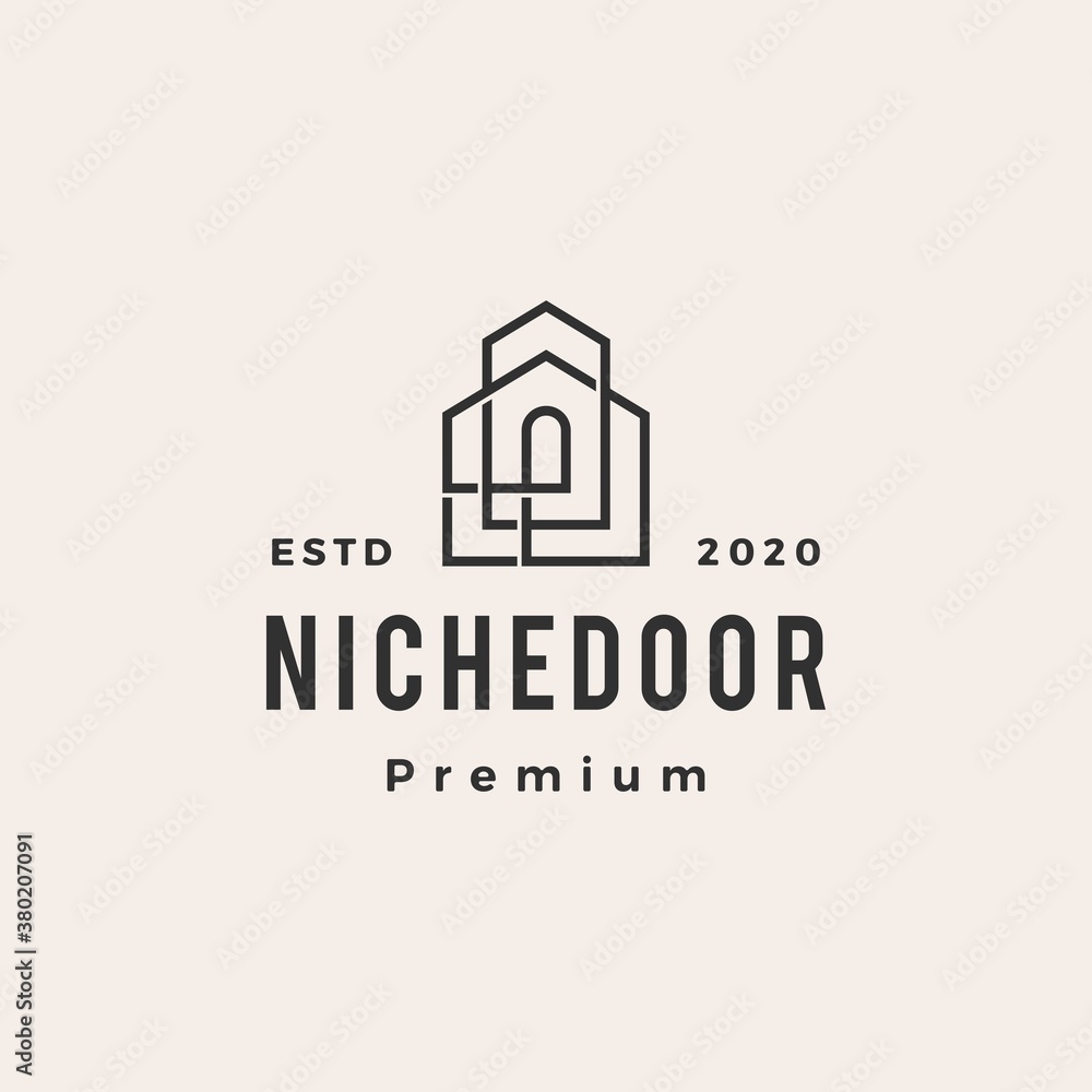 niche door house hipster vintage logo vector icon illustration