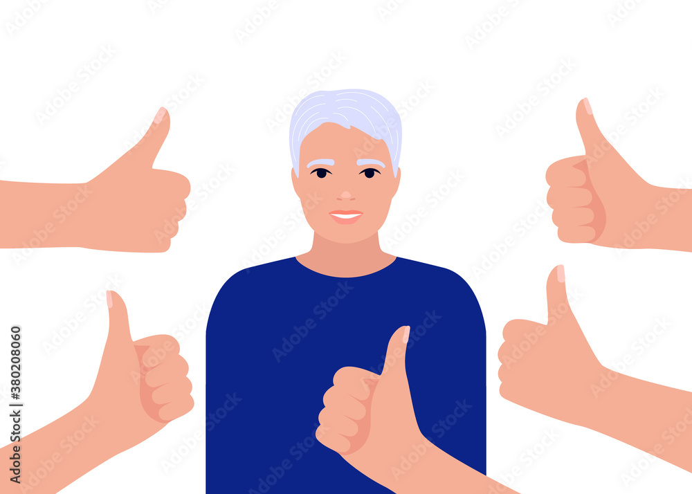 Fotografie Happy senior man collects like
