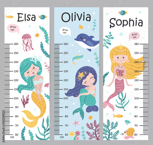 Kids height chart with mermaids