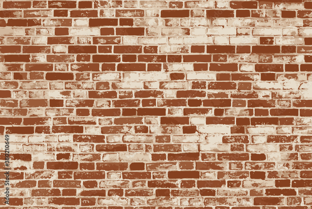 Obraz premium Brown brick wall. Vector drawing, background.