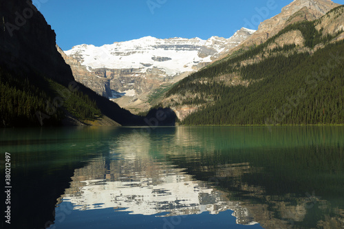 A views of lake and mountain in canada . Travel and Hd wallpapers concept.