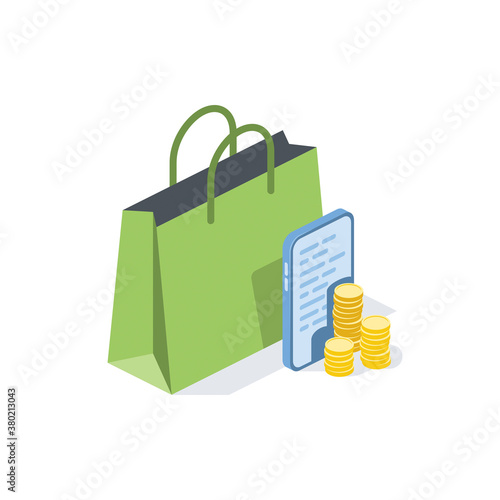 Fototapeta Purchase, bag, mobile screen, monets