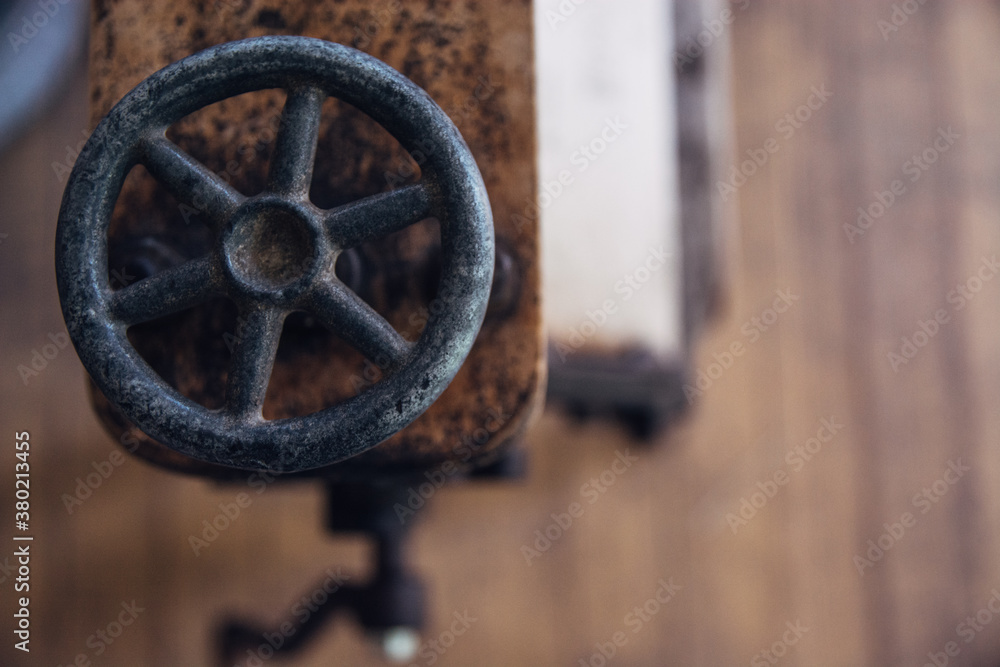 Old Cast Iron Wheel On A Laundry Roller Old Cast Iron Wheel On A Laundry Roller