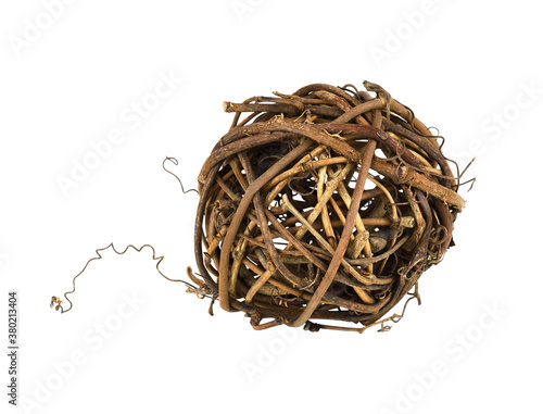 Dry brown rattan ball with ...