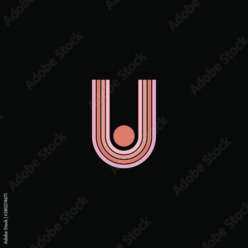 Line letter U logotype pastel colors. Unique modern for company and business identity photo