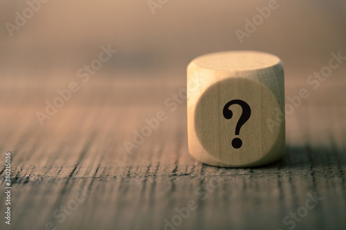 Question Mark Block On Wooden With Copy Space