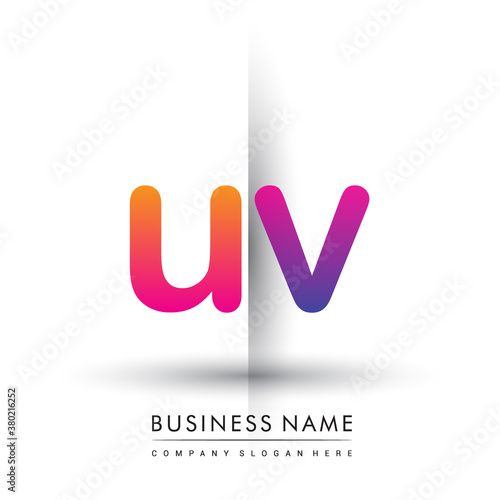 initial logo UV lowercase letter, orange and magenta creative logotype concept.