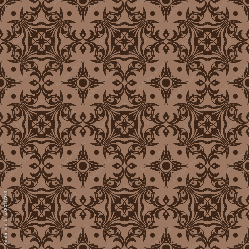 Beautiful flower motifs on Parang batik design with smooth brown color design.