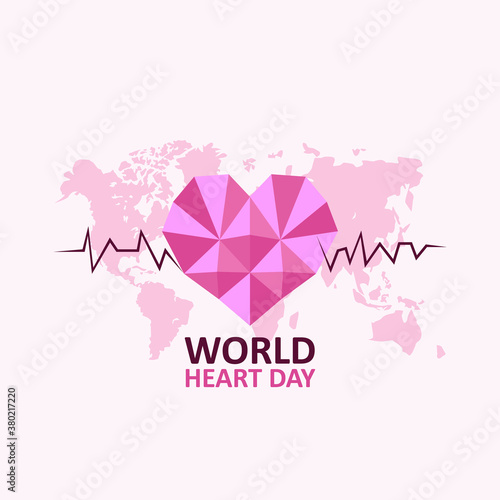 Vector illustration world heart day with polygon style