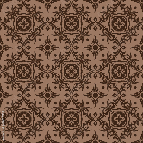 Beautiful flower motifs on Parang batik design with smooth brown color design.