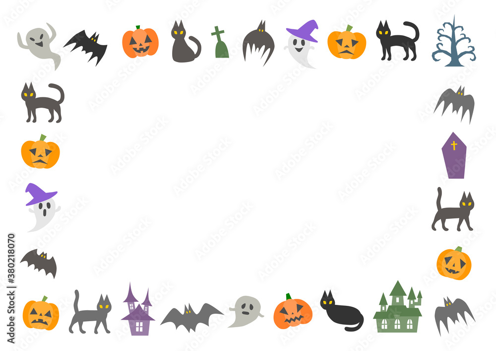 Fototapeta premium ハロウィンのアイコンフレームイラスト