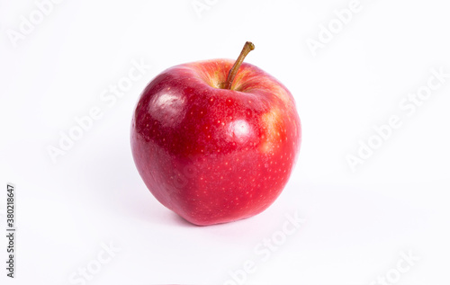 Fresh organic apple . Isolated on white background red apple. Juicy red tasty fruit.